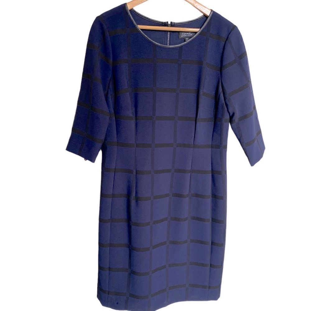 Tahari Plaid 3/4 Sleeve Dress Size 12